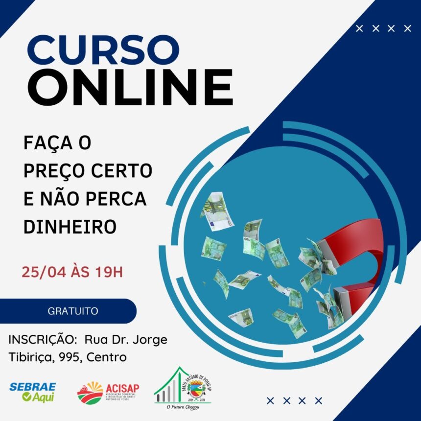 CURSO ONLINE: Faça o preço certo e não perca dinheiro