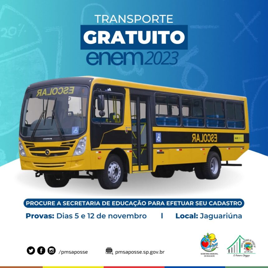 Transporte gratuito para o Enem 2023