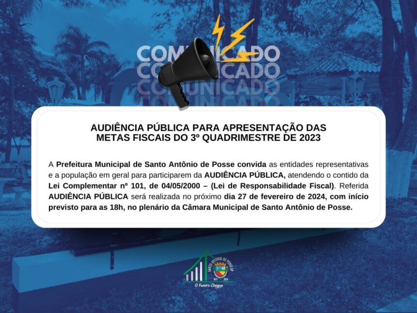 Audiência Pública para apresentação das metas fiscais do 3º Quadrimestre de 2023