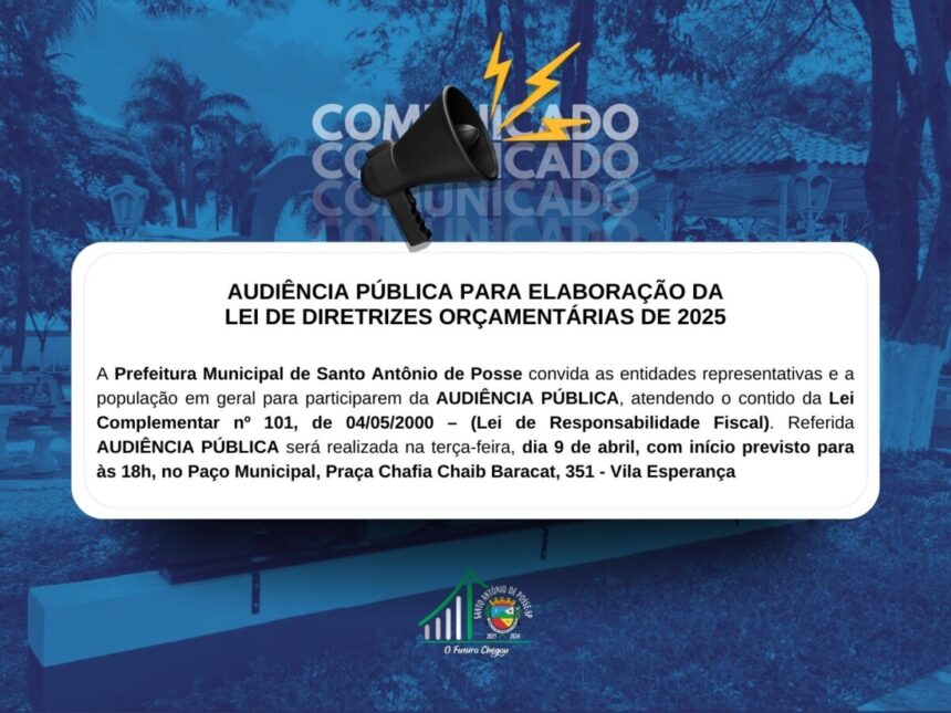 Audiência Pública para elaboração da Lei de Diretrizes Orçamentárias de 2025