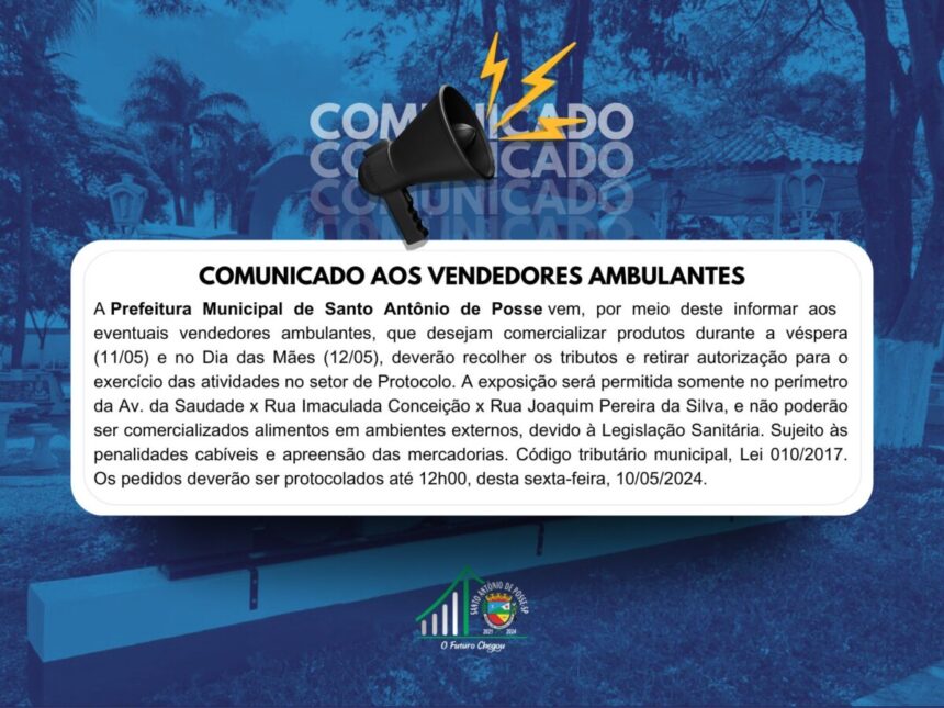 Comunicado aos vendedores ambulantes
